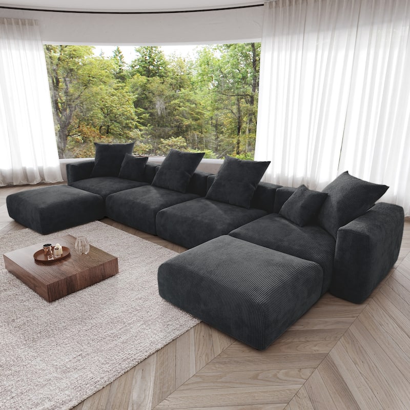 181.10'' Corduroy Fabric 6-Piece Oversize Sectional Sofa