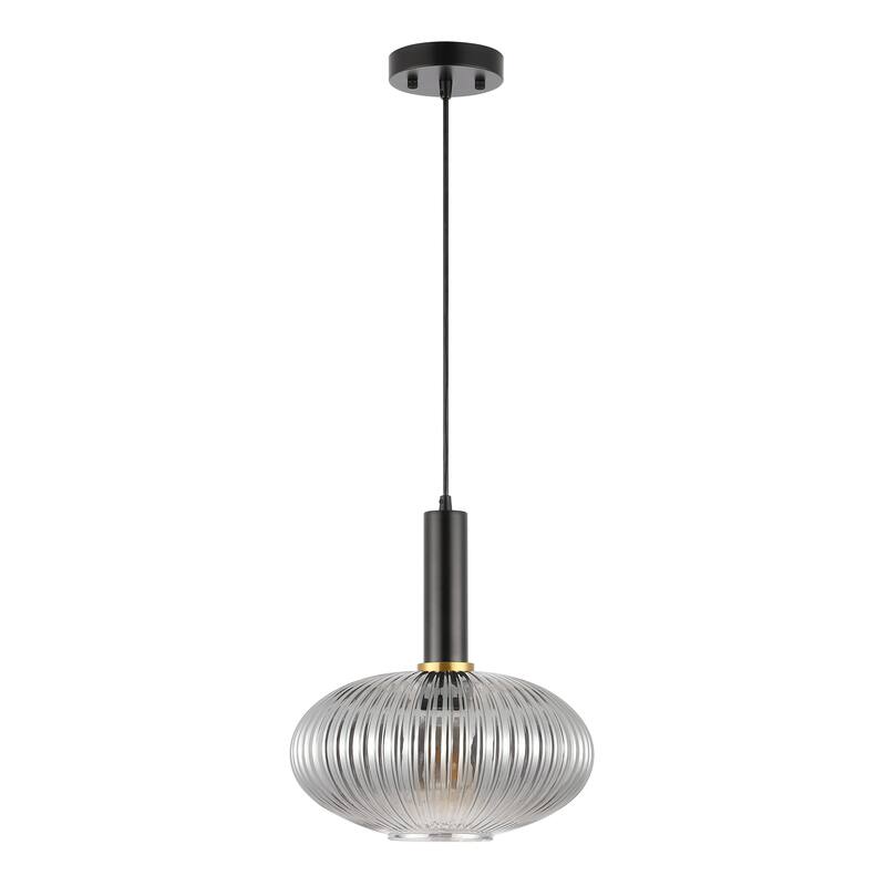 SAFAVIEH Nedelia 12-inch Pendant Light - 12 In. W x 12 In. D x 15-74 In. H - Smoke Grey/Black - 12Wx12Dx74H