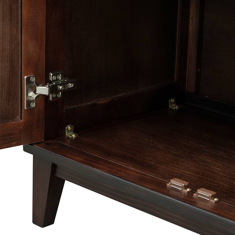 Sideboard with 4 Door Large Storage Buffet with Adjustable Shelves and Metal Handles for Kitchen