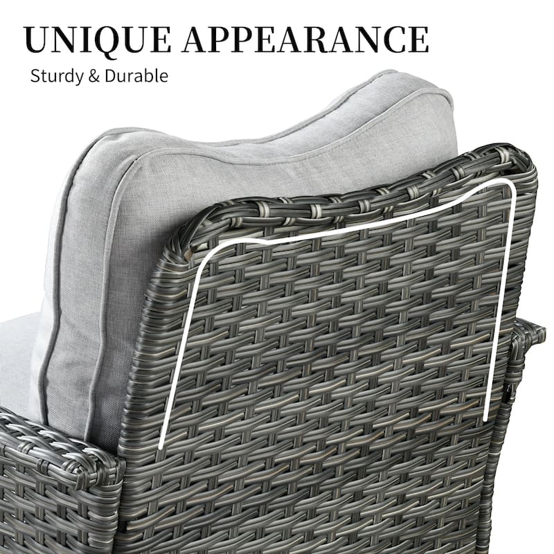 OVIOS 3-piece Pet-Friendly Patio Furniture Swivel Chairs Wicker Set