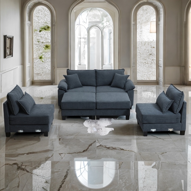 133 65 Corduroy Modular Sectional Sofa U Shaped Couch with Armrest Bags 6 Seat Freely Combinable Sofa Bed Grey Bed Bath Beyond 42146527