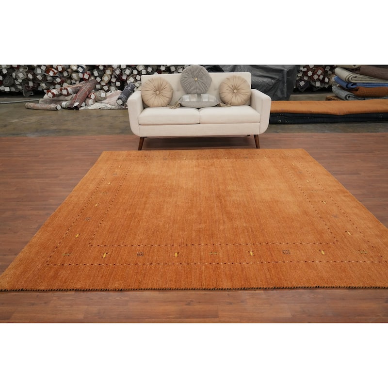Hand Knotted Oriental 100% Wool Carpet Tribal Animal Pictorial Oranges & Rust Gabbeh Area Rug - 8' 0'' X 7' 10''