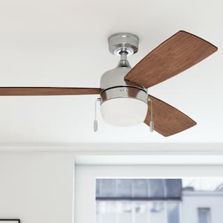 44" Honeywell Barcadero Brushed Nickel Contemporary Indoor LED Ceiling Fan with Light, Pull Chain