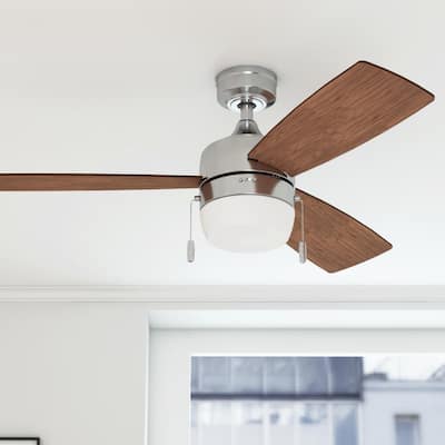 44" Honeywell Barcadero Brushed Nickel Contemporary Indoor LED Ceiling Fan with Light, Pull Chain