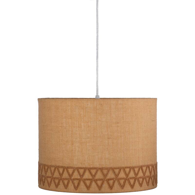 Artistic Weavers Calen Geometric Jute Drum Pendant - 12"H x 16"W x 16"D - 12"H x 16"W x 16"D - Tan
