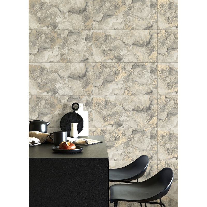 Advantage Aria Light Grey Marbled Tile Wallpaper