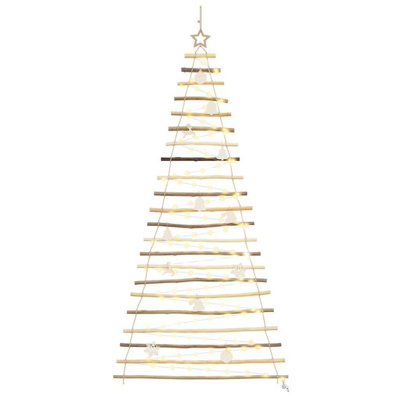 vidaXL Christmas Tree with LEDs Natural Solid Ash wood