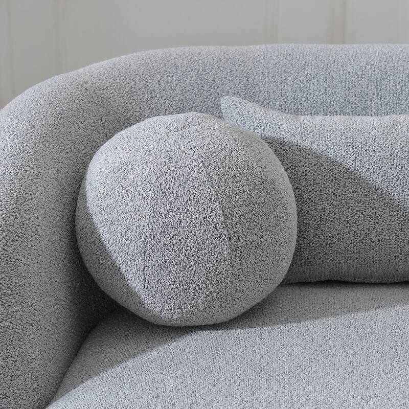 KINWELL Boucle Upholstered 2-Seats Loveseat with Pillows
