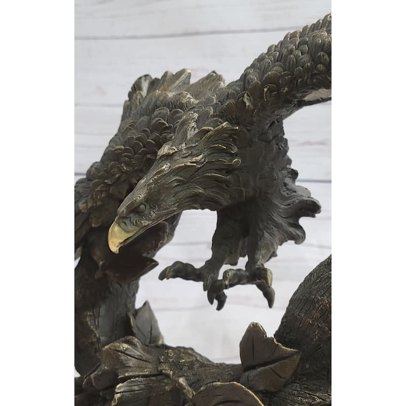 Original Milo Large American Bad Eagle Landing Bronze Sculpture Statue Figurine