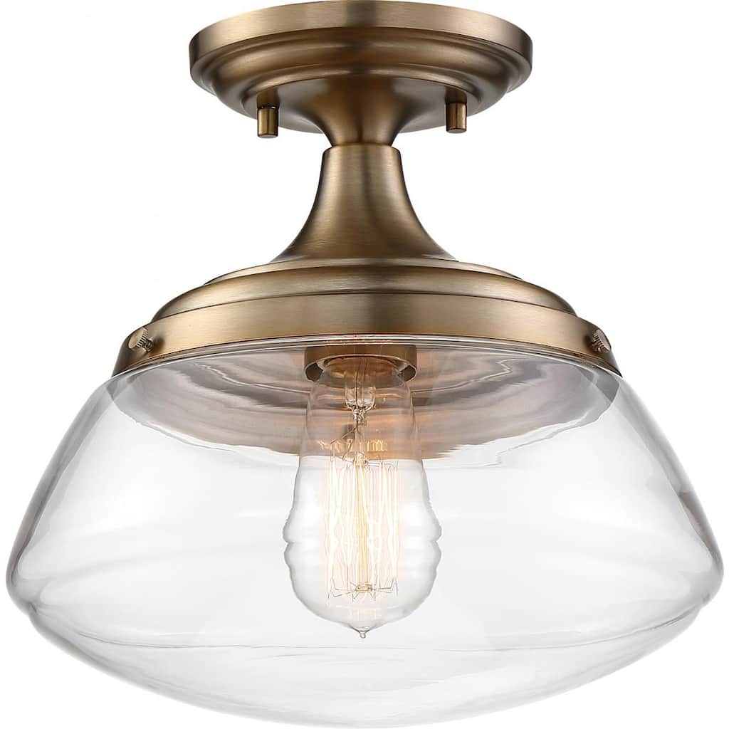 Kew 1-Light Semi Flush Burnished Brass - N/A