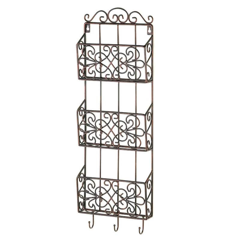 Venice Decorative Three-Tier Metal Wall Rack