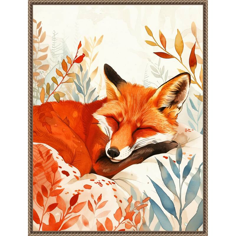 Napping Fox by Justyna Jaszke Framed Canvas Wall Art