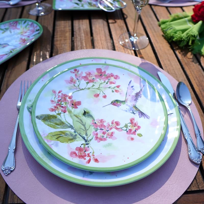 Certified International Hummingbirds Melamine 9" Salad/Dessert Plates, Set of 6 - 9" Diameter x 1"
