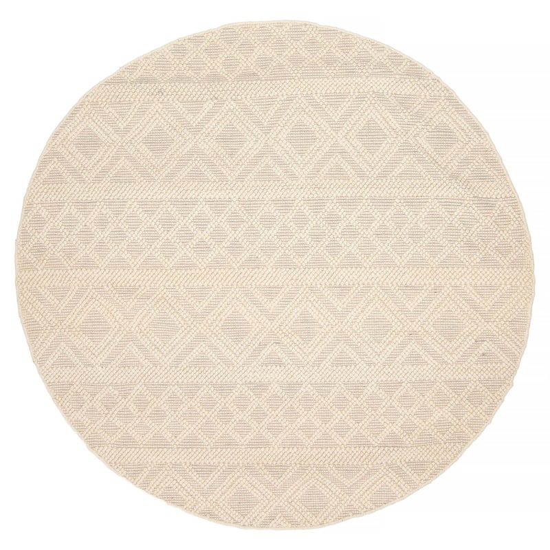 ECARPETGALLERY Braid weave Sienna Cream Wool Rug - 5'11 x 5'11 - Cream - 5'11 x 5'11