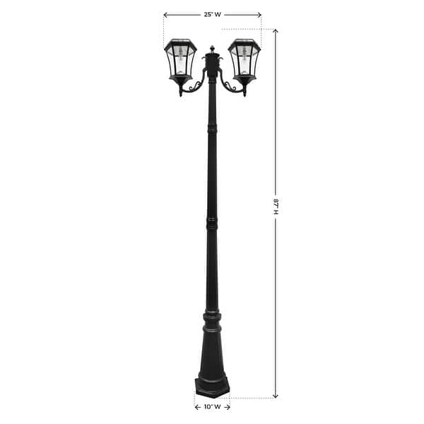 Victorian Bulb Series 2-Head Black Solar Lamp Post with GS Solar LED Light Bulb Victorian Bulb Series 2-Head Black Solar Lamp Post with GS Solar LED Light Bulb