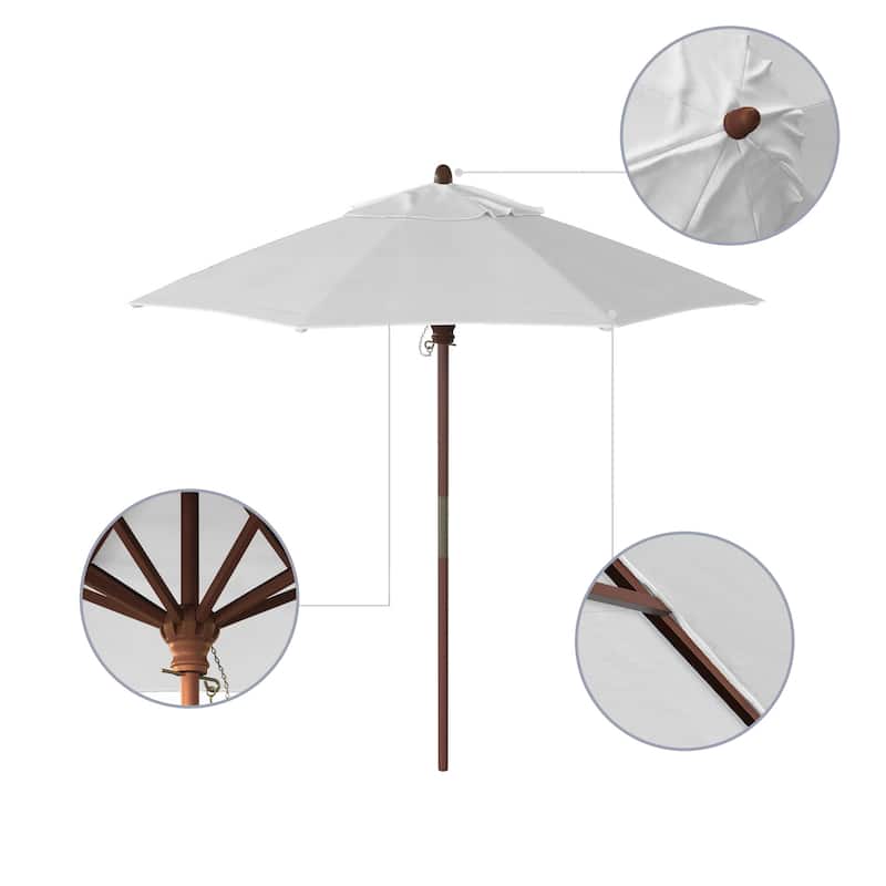 Port Lavaca 7.5ft Round Sunbrella Wooden Patio Umbrella by Havenside Home, Base Not Included