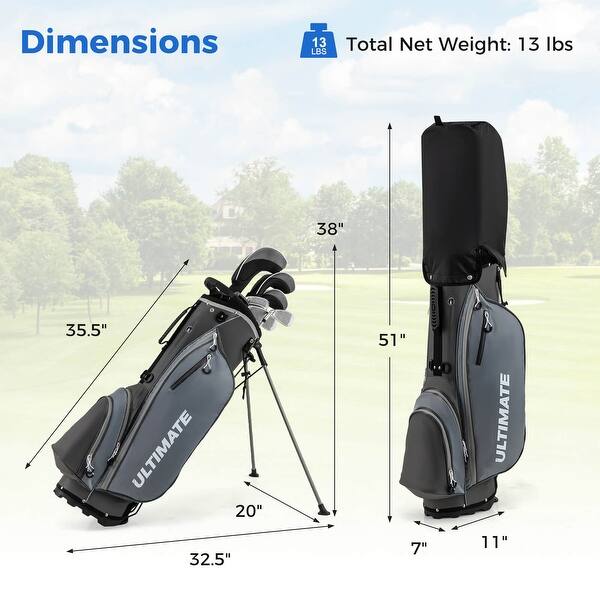 dimension image slide 1 of 3, Costway Men's Complete Golf Clubs Package Set 10 Pieces Includes Alloy - See Details