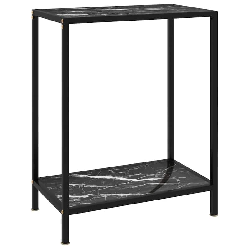 vidaXL Console Table Black 23.6"x13.8"x29.5" Tempered Glass - 23.6" x 13.8" x 29.5"