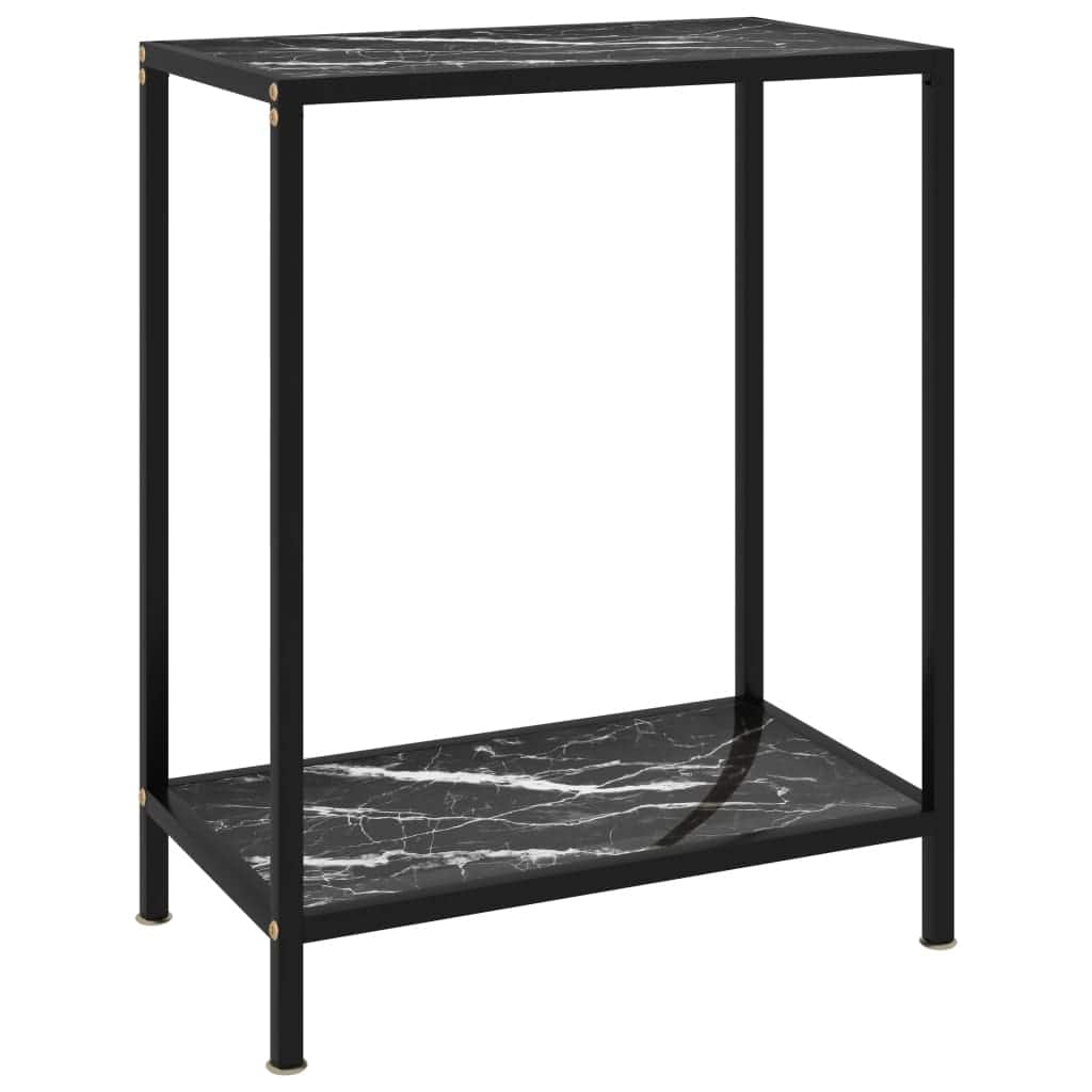 vidaXL Console Table Black 23.6"x13.8"x29.5" Tempered Glass - 23.6" x 13.8" x 29.5"