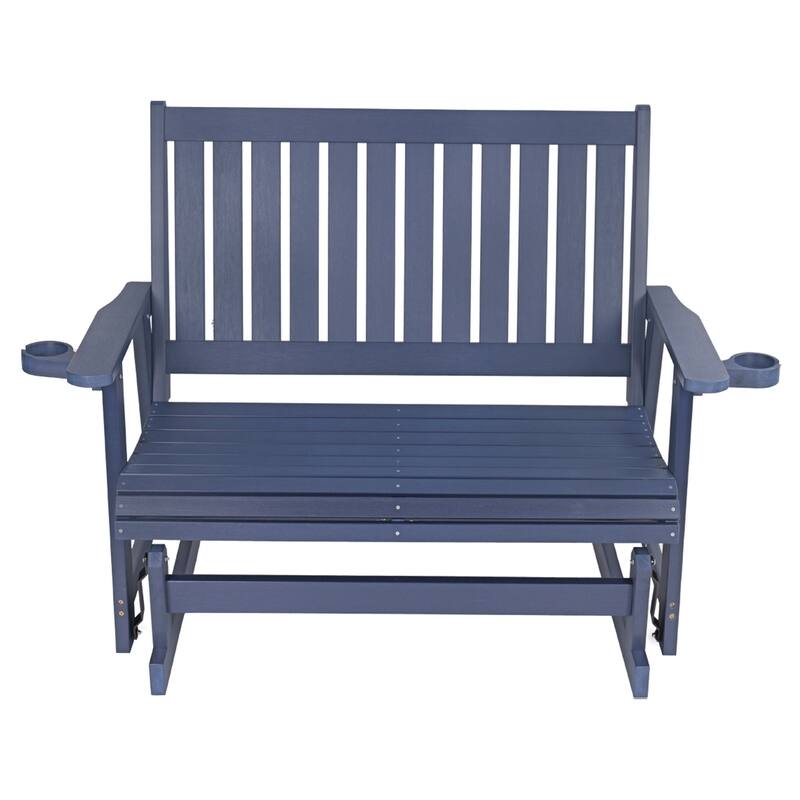 Fortune Candy HIPS Patio Glider 2-Seat with Cup Holders, Heavy Duty 900 LB, All-Weather Resistant