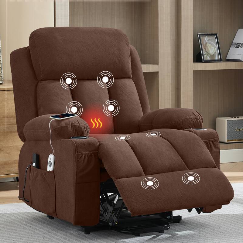 Power Lift Recliner Chair with Heat & Massage, USB Port & Remote Control for Elderly & Living Room
