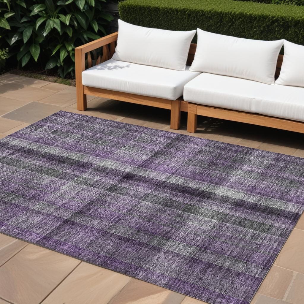 Rafi Plaid Weather Resistant Timeless Fusion Outdoor Rug