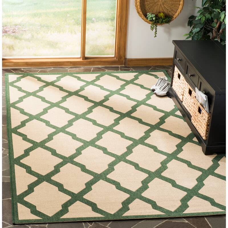 SAFAVIEH Linden Shirleyann Trellis Indoor/ Outdoor Patio Backyard Rug - 9' x 12' - Cream/Green
