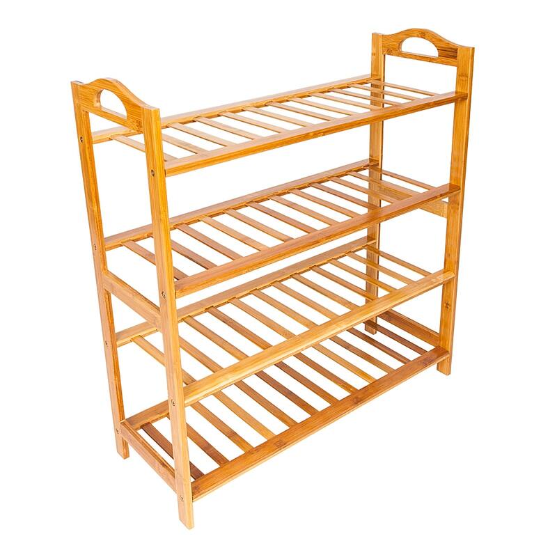 Concise 12-batten Bamboo Shoe Rack - 4-Tier - Wood