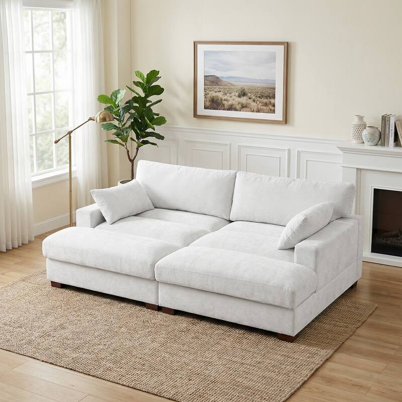 82.5"W Chenille Upholstered Sectional Modular Sofa With Chaise