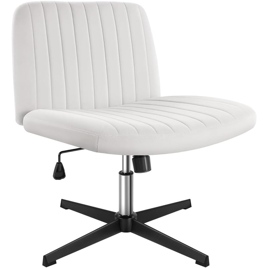 Adjustable Swivel Vanity Chair with Wide Seat and Reclining Backrest for Home Office