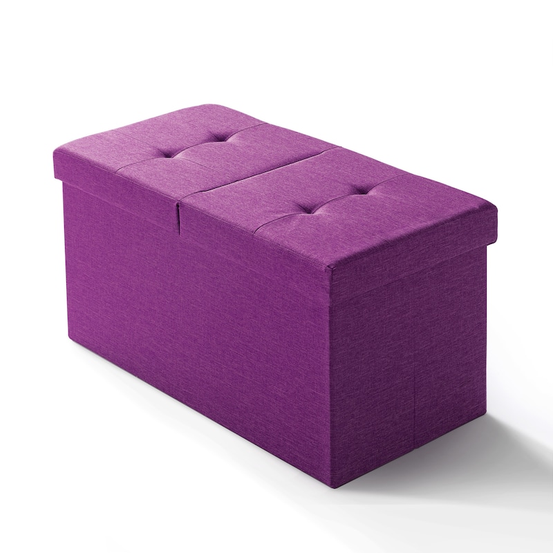 30 Inch Smart Lift Top Button Tufted Fabric Storage Ottoman by Crown Comfort