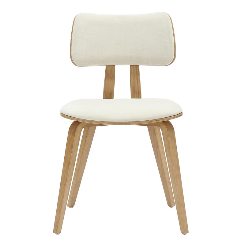 Mid-Century Modern Fabric and Wood Dining Chair, Set of 2 - Beige and Natural