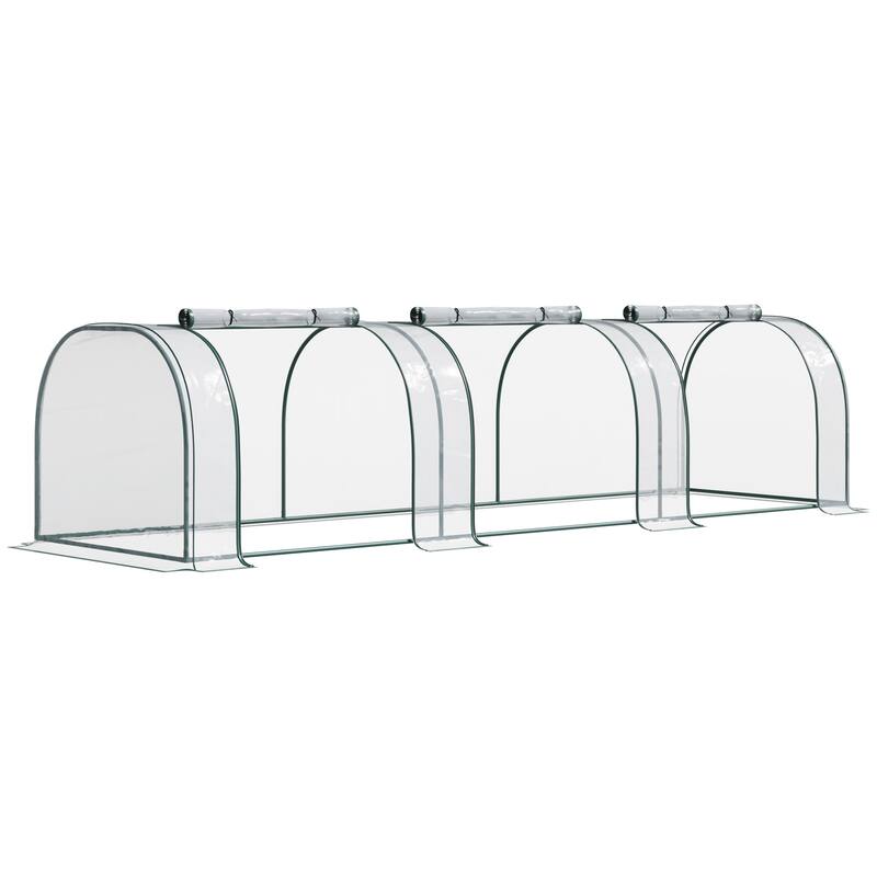 Outsunny 11.5' L x 3.25' W x 2.5' H PVC Metal Tunnel Greenhouse Kit with Strong Durable Materials for Year-Round Gardening