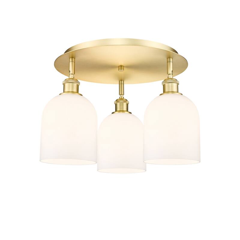 Innovations Lighting 516-3C-11-18 Bella Flush Bella 3 Light 18" Wide - Satin Gold / Gloss White