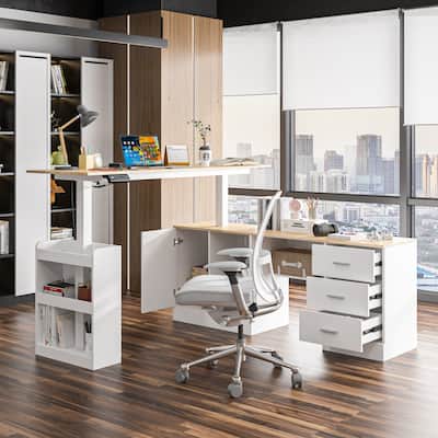 63" Adjustable Office Desk Ergonomic Design Ample Storage and Stand-Up