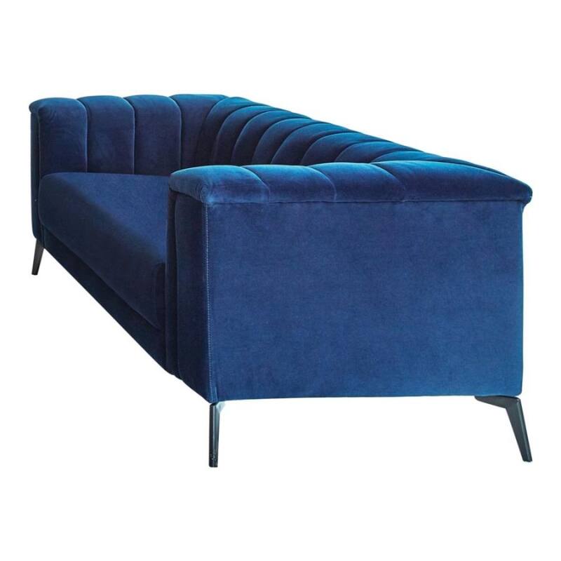 Matte Velvet Tuxedo Arm Loveseat, Blue