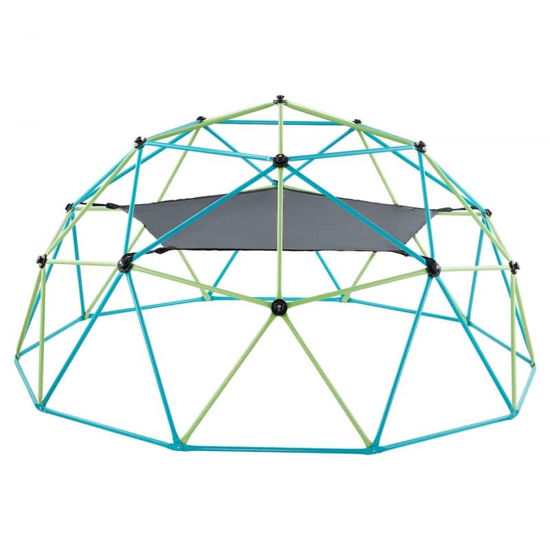 10 Feet Kids Climbing Dome Jungle Gym with Swing and Hammock Outdoor Playground for 3-10 Years - 120 x 120 x 60 in
