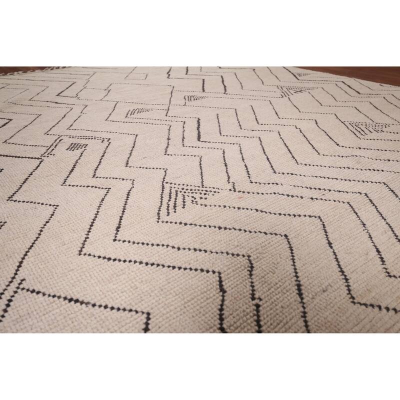 Earth Tone Moroccan Modern Area Rug Handmade Wool Carpet - 7'10"x 10'6"