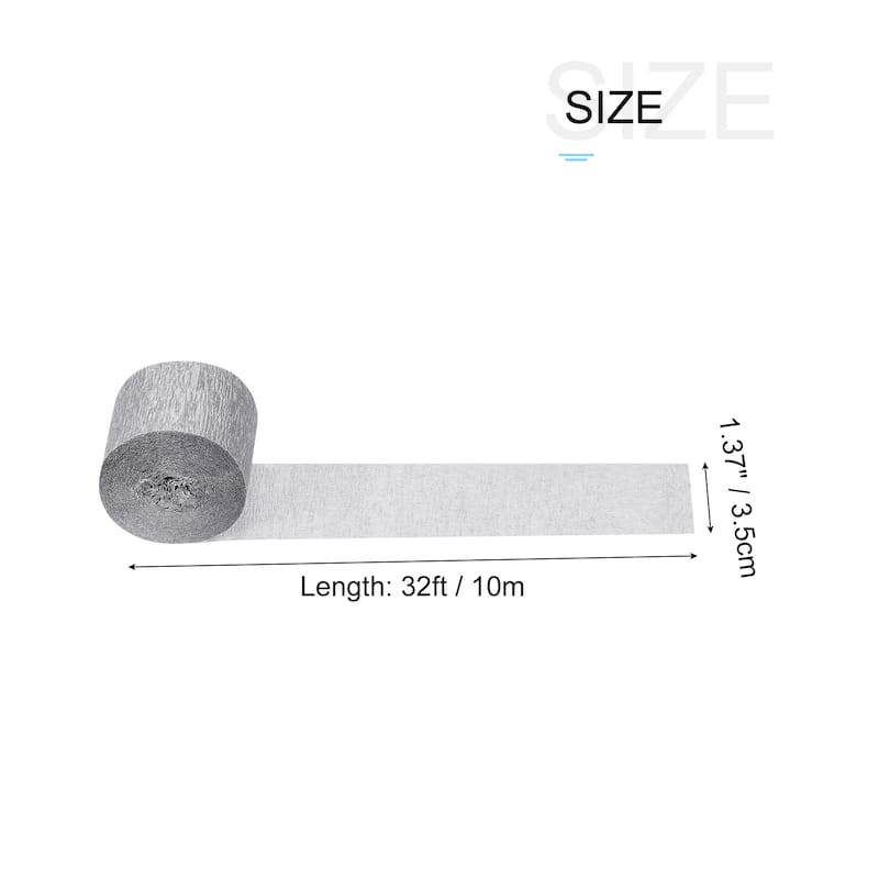 6pcs Crepe Paper Streamer 32ft Long 1.37 Inch Wide for Party Ornament - Silver Tone