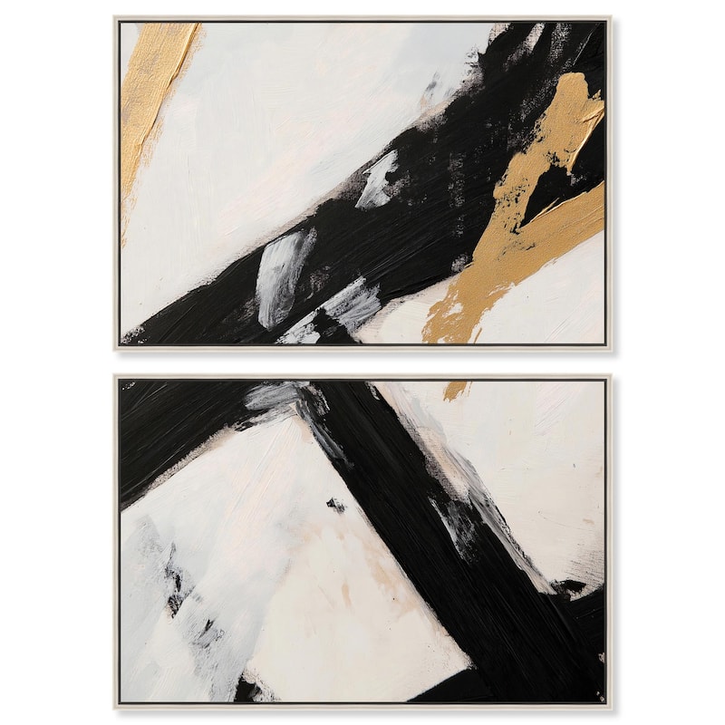 Weight of Black I Canvas Set of 2 by Art Remedy - 45" x 30" - Silver