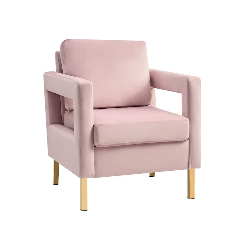 Valentina Comfy Accent Armchair with Golden Metal Legs and Removable Cushions by HULALA HOME