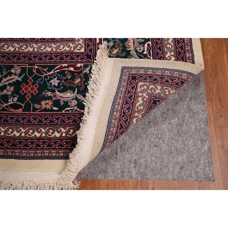 Vegetable Dye Floral Agra Large Indian Rug Hand-Knotted Wool Carpet - 11'6" x 17'9"