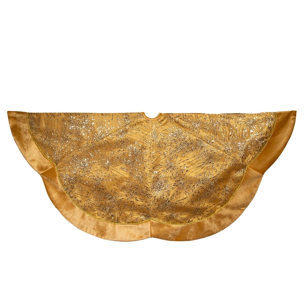 Kurt Adler 60-Inch Gold Velvet and Glitter Tree Skirt - Multi