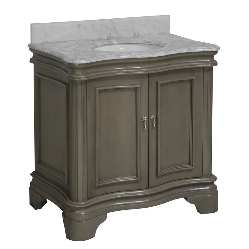 KitchenBathCollection Katherine 36" Bathroom Vanity with Carrara Marble Top