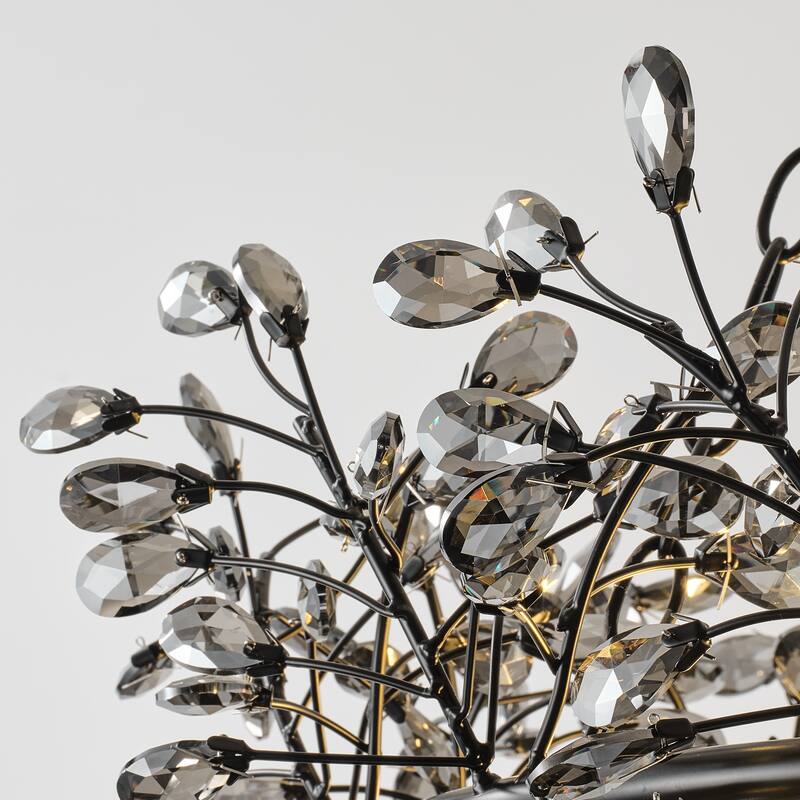 30.7" Modern Glam Black Crystal Branch Chandelier - 30.7" D x 30.7" W x 28.94" H