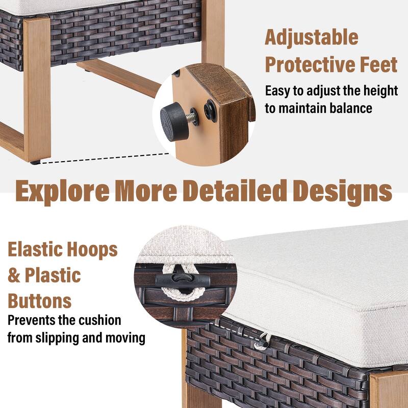 Gymojoy 2 Wicker Ottomans w/Removable Cushions