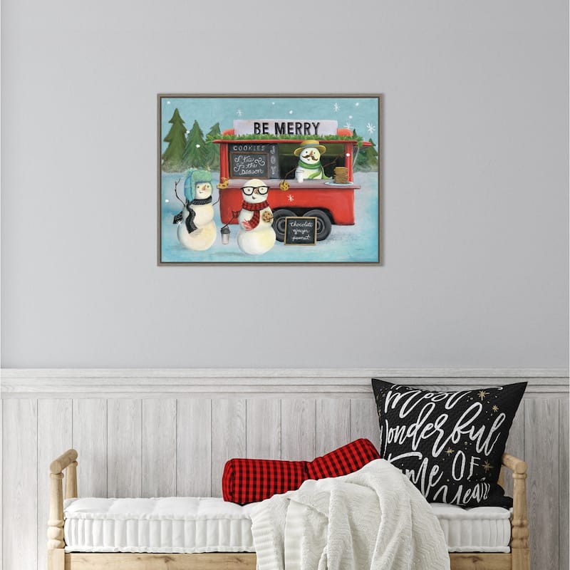 Christmas on wheels III by Mary Urban Framed Canvas Wall Art