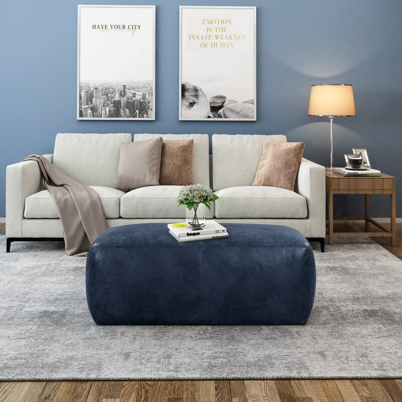 Poly & Bark Denver Leather Ottoman - Full Grain Genuine Italian Leather