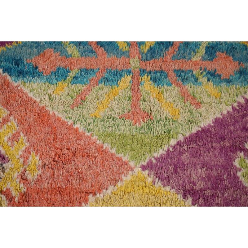 Colorful Trellis Plush Moroccan Style Rug Hand-Knotted Wool Carpet - 8'10" x 12'5"