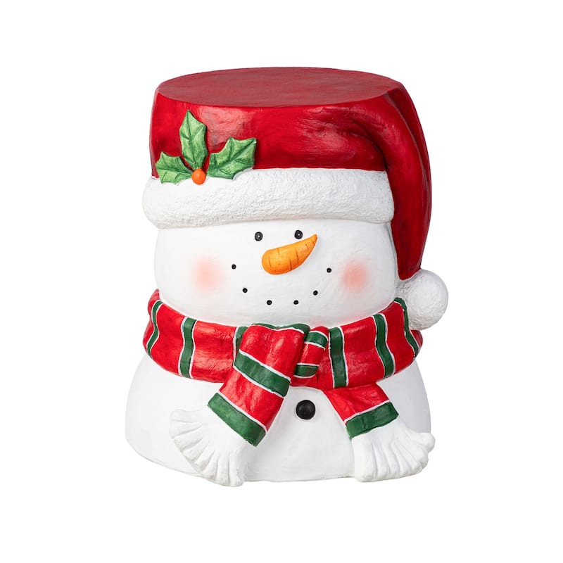 Glitzhome Christmas MGO Santa Snowman Home Stools or Accent Side Table - 14.25"H Snowman